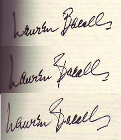 Lauren Bacall signature