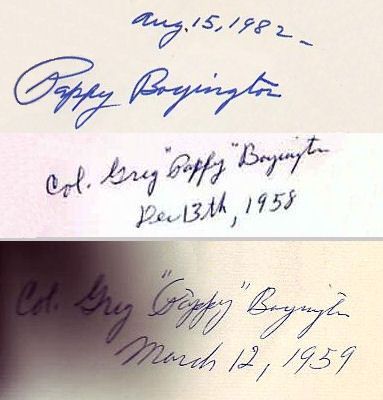 Gregory Boyington signature