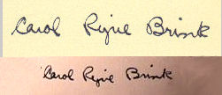 Carol Ryrie Brink signature