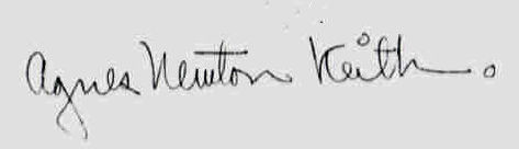 Agnes Newton Keith signature