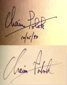 Chaim  Potok signature
