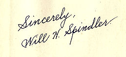 Will Henry  Spindler signature
